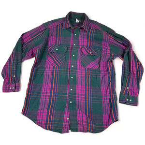 Woolrich Green and Pink Plaid Button Down Shirt